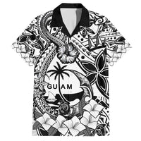 Guam Hafa Adai Guasali Flowers Family Matching Long Sleeve Bodycon Dress and Hawaiian Shirt LT9 Dad's Shirt - Short Sleeve Black - Polynesian Pride