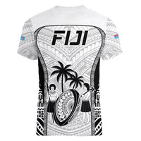 Fiji Rugby Women V Neck T Shirt Go Champions World Cup 2023 Tapa Unique White Vibe LT9 - Polynesian Pride