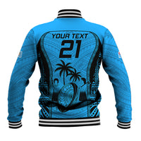 Custom Fiji Rugby Baseball Jacket Go Champions World Cup 2023 Tapa Unique Blue Vibe LT9 - Polynesian Pride