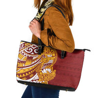 Couple Dolphins Maori Motif Leather Tote Bag - Polynesian Pride