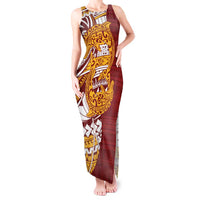 Couple Dolphins Maori Motif Tank Maxi Dress LT9 Women Burgundy - Polynesian Pride