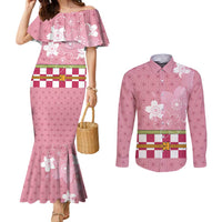 Japanese Asanoha Pattern Couples Matching Mermaid Dress and Long Sleeve Button Shirt Charm Against Evil Spirits - Polynesian Pride