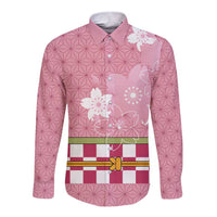 Japanese Asanoha Pattern Long Sleeve Button Shirt Charm Against Evil Spirits - Polynesian Pride