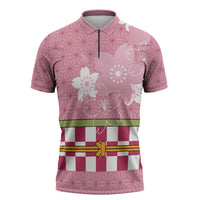 Japanese Asanoha Pattern Zipper Polo Shirt Charm Against Evil Spirits - Polynesian Pride