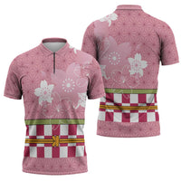 Japanese Asanoha Pattern Zipper Polo Shirt Charm Against Evil Spirits - Polynesian Pride