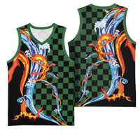 Japanese Asanoha Pattern Basketball Jersey Sun Flame Slayer Dragon Hinokami Kagura Spirit - Polynesian Pride