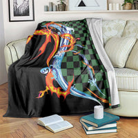 Japanese Asanoha Pattern Blanket Sun Flame Slayer Dragon Hinokami Kagura Spirit LT9 Green - Polynesian Pride