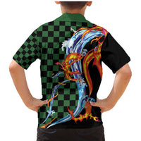 Japanese Asanoha Pattern Family Matching Mermaid Dress and Hawaiian Shirt Sun Flame Slayer Dragon Hinokami Kagura Spirit LT9 - Polynesian Pride