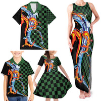 Japanese Asanoha Pattern Family Matching Tank Maxi Dress and Hawaiian Shirt Sun Flame Slayer Dragon Hinokami Kagura Spirit LT9 - Polynesian Pride