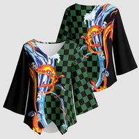 Japanese Asanoha Pattern Kimono Sleeve Blouse Sun Flame Slayer Dragon Hinokami Kagura Spirit - Polynesian Pride