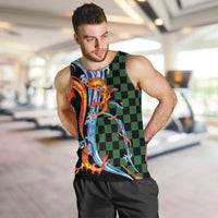 Japanese Asanoha Pattern Men Tank Top Sun Flame Slayer Dragon Hinokami Kagura Spirit LT9 Green - Polynesian Pride