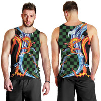 Japanese Asanoha Pattern Men Tank Top Sun Flame Slayer Dragon Hinokami Kagura Spirit LT9 - Polynesian Pride