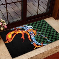 Japanese Asanoha Pattern Rubber Doormat Sun Flame Slayer Dragon Hinokami Kagura Spirit - Polynesian Pride