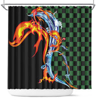 Japanese Asanoha Pattern Shower Curtain Sun Flame Slayer Dragon Hinokami Kagura Spirit LT9 Green - Polynesian Pride