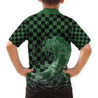 Japanese Asanoha Pattern Family Matching Off The Shoulder Long Sleeve Dress and Hawaiian Shirt Water Breathing Slayer Dragon LT9 - Polynesian Pride