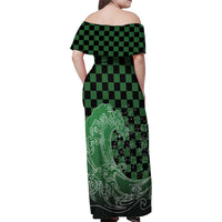 Japanese Asanoha Pattern Family Matching Off Shoulder Maxi Dress and Hawaiian Shirt Water Breathing Slayer Dragon LT9 - Polynesian Pride