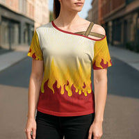 Japanese Kaen Pattern Cross Shoulder Shirt Flame Pillar Blazing Lion Heart - Polynesian Pride