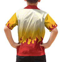 Japanese Kaen Pattern Family Matching Off Shoulder Short Dress and Hawaiian Shirt Flame Pillar Blazing Lion Heart - Polynesian Pride