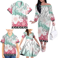 Japanese Kocho Pattern Family Matching Off The Shoulder Long Sleeve Dress and Hawaiian Shirt Insect Pillar Butterfly Flower Fairy LT9 - Polynesian Pride
