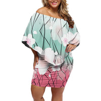Japanese Kocho Pattern Family Matching Off Shoulder Short Dress and Hawaiian Shirt Insect Pillar Butterfly Flower Fairy LT9 Mom's Dress Pink - Polynesian Pride