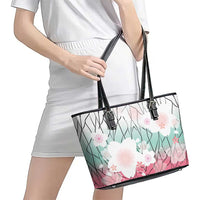 Japanese Kocho Pattern Leather Tote Bag Insect Pillar Butterfly Flower Fairy - Polynesian Pride