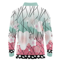 Japanese Kocho Pattern Long Sleeve Polo Shirt Insect Pillar Butterfly Flower Fairy LT9 - Polynesian Pride