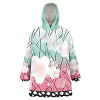 Japanese Kocho Pattern Wearable Blanket Hoodie Insect Pillar Butterfly Flower Fairy LT9 One Size Pink - Polynesian Pride