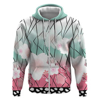 Japanese Kocho Pattern Zip Hoodie Insect Pillar Butterfly Flower Fairy LT9 Zip Hoodie Pink - Polynesian Pride