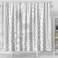 Samoa Lotu Tamait Shower Curtain Tropical Plant White Sunday With Polynesia Pattern LT9 - Polynesian Pride