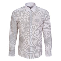 Personalised Samoa Lotu Tamait Family Matching Tank Maxi Dress and Hawaiian Shirt Tropical Plant White Sunday With Polynesia Pattern LT9 Dad's Shirt - Long Sleeve White - Polynesian Pride