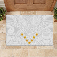 Tonga White Sunday Rubber Doormat Polynesian Plumeria Tribal Simple LT9 - Polynesian Pride