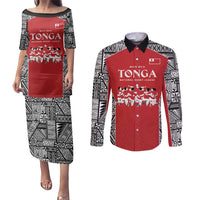 Custom Tonga Rugby Mate Ma'a Couples Matching Puletasi and Long Sleeve Button Shirt Tonga XIII Make History Pacific Champions