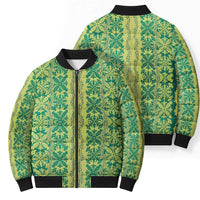 Hawaii Lei with Tribal Quilt Motif Bomber Puffer Jacket - Polynesian Pride
