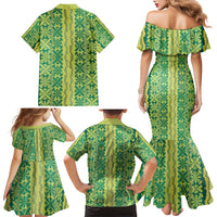 Hawaii Lei with Tribal Quilt Motif Family Matching Mermaid Dress and Hawaiian Shirt LT9 - Polynesian Pride