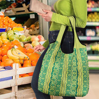 Hawaii Lei with Tribal Quilt Motif Grocery Bag