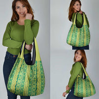 Hawaii Lei with Tribal Quilt Motif Grocery Bag
