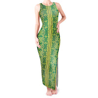 Hawaii Lei with Tribal Quilt Motif Tank Maxi Dress