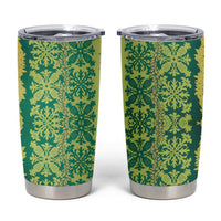 Hawaii Lei with Tribal Quilt Motif Tumbler Cup LT9 Green - Polynesian Pride