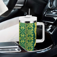 Hawaii Lei with Tribal Quilt Motif Tumbler With Handle