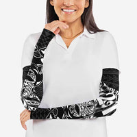New Zealand Rugby Warrior Custom Arm Sleeves Black Fern Taniko Motif - Polynesian Pride