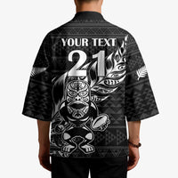 New Zealand Rugby Warrior Custom Kimono Black Fern Taniko Motif - Polynesian Pride