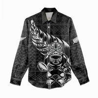 New Zealand Rugby Warrior Custom Women Casual Shirt Black Fern Taniko Motif LT9 - Polynesian Pride