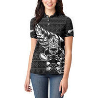 New Zealand Rugby Warrior Custom Women Polo Shirt Black Fern Taniko Motif LT9 - Polynesian Pride