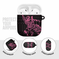 New Zealand Rugby Warrior Custom AirPods Case Pink Fern Taniko Motif - Polynesian Pride