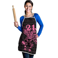 New Zealand Rugby Warrior Custom Apron Pink Fern Taniko Motif - Polynesian Pride