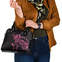 New Zealand Rugby Warrior Custom Shoulder Handbag Pink Fern Taniko Motif