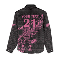 New Zealand Rugby Warrior Custom Women Casual Shirt Pink Fern Taniko Motif LT9 - Polynesian Pride