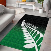 Green Silver Fern Spirit Taniko Tukutuku Personalised Area Rug LT9 - Polynesian Pride