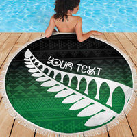 Green Silver Fern Spirit Taniko Tukutuku Personalised Beach Blanket LT9 - Polynesian Pride