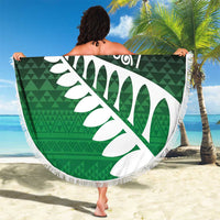 Green Silver Fern Spirit Taniko Tukutuku Personalised Beach Blanket LT9 - Polynesian Pride